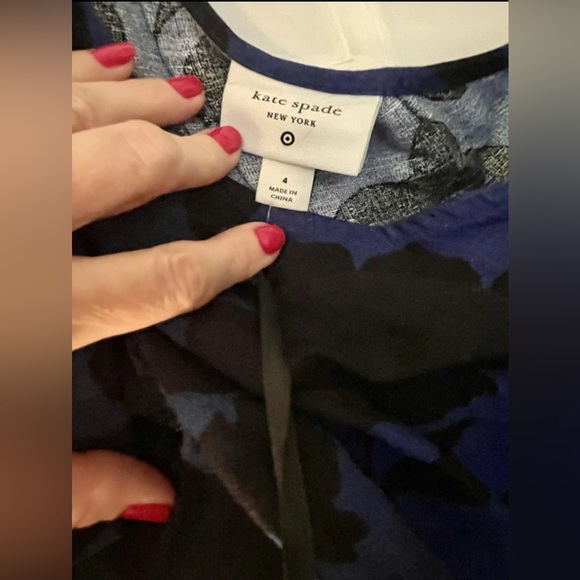 Kate Spade X Target 4 Classic Rose Navy Blue Black Floral Linen Blend Jumpsuit - Picture 4 of 7